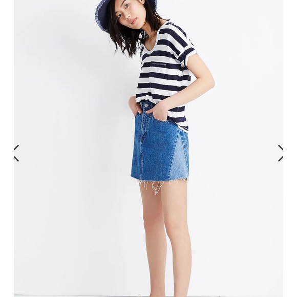 Madewell Rigid Denim A-Line Mini Skirt: Pieced Edition - Picture 3 of 6
